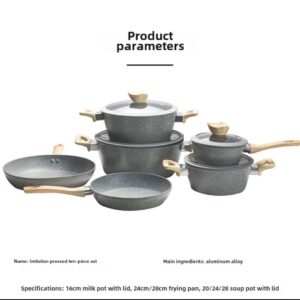 Medical Stone Non-Stick Pot Soup Pot Frying Pan Milk Pot Pot Set Marble Induction Cooker Gas Stove Wok Does Not Pick Stove