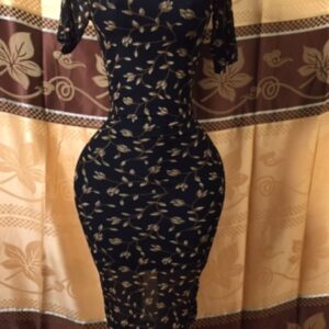 Women's bodycon Fit flower Print Pleated Midi Dress