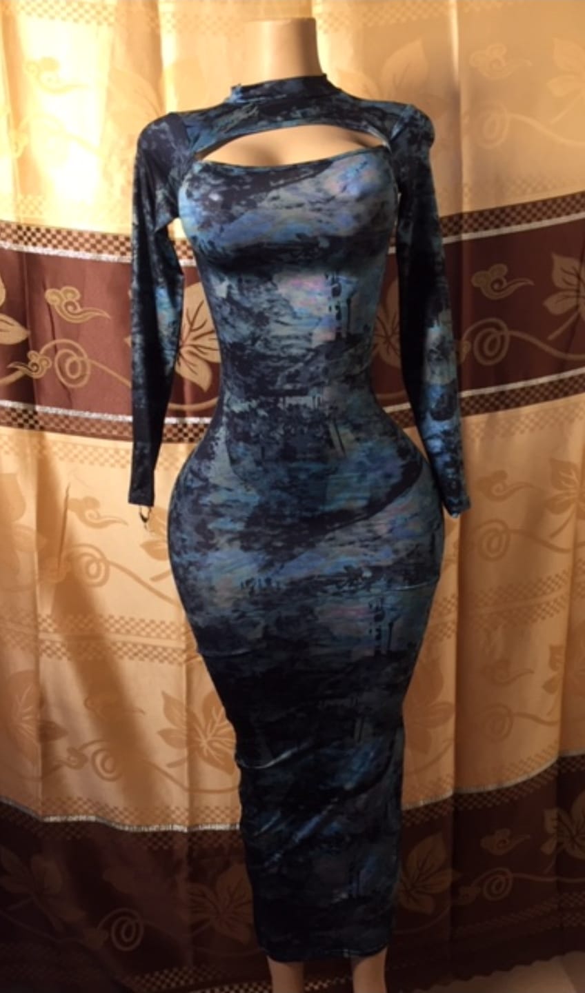 Elegant Full-Body Print Bodycon Dress